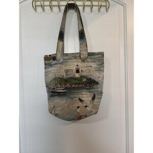 Vintage Nautical Lighthouse Tapestry Bag